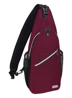 Sling Backpack, Multipurpose Crossbody Shoulder Bag Travel Hiking Daypack, Wine Red, Medium