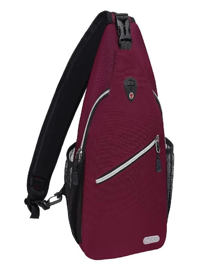Mosiso - Sling Backpack, Multipurpose Crossbody Shoulder Bag Travel Hiking Daypack, Wine Red, Medium - Image 1