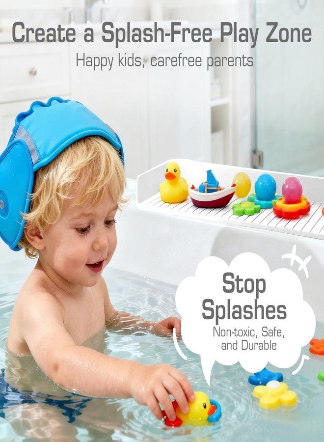 DubiLaka 31.5" Bathtub Splash Guard for Kids & Toddlers - Silicone Play Shelf & Toy Storage Tray with Strong Suction Cups to Prevent Water Spills, No-Leak Fun Bath Time - Tub Toy Holder Ledge,White - Image 3