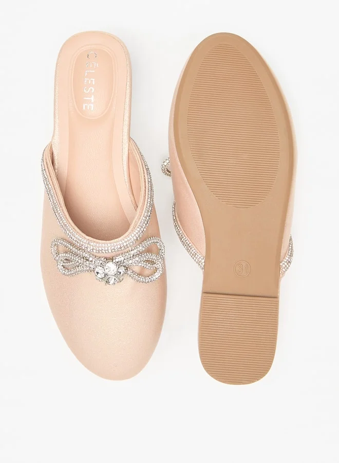 سيليست Girls' Embellished Slip-On Mule Shoes