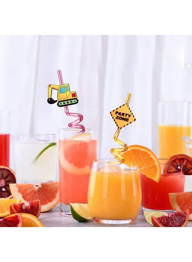 Lidmada 24 Reusable Construction Plastic Straws Excavator Bulldozer Blender Truck For Construction Theme Birthday Party Supplies Gift Favors With 2 Cleaning Brushes - Image 5