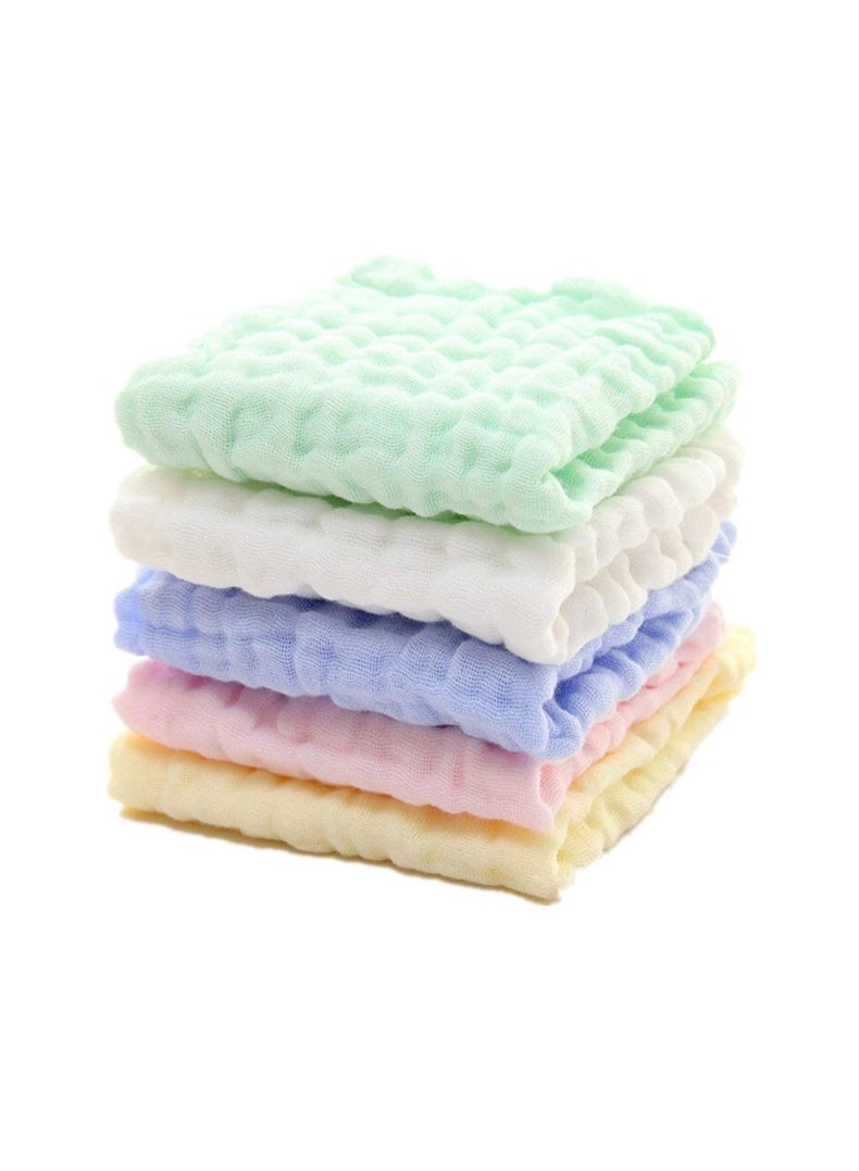 SKY-TOUCH SKY TOUCH 5pcs Muslin Baby Washcloths and Towels, Natural Organic Cotton Baby Washcloths, Soft Newborn Baby Towel and Muslin Washcloth for Sensitive Skin, Multicolor,30x30cm - Image 1