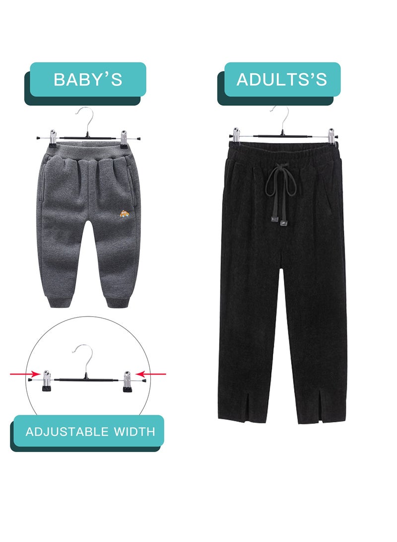 SYOSI Pants Hangers with Clips, Skirt Hangers, Adjustable Clip Hangers Non Slip, Metal Adult Baby Kids Space Saving Clothes Hangers for Closet Shorts Bottom Jeans Trouser Leggings 10Pack  - Image 2