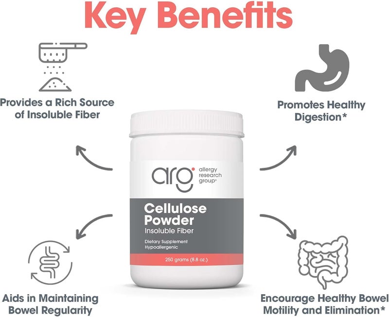 Allergy Research Group Cellulose Powder  Microcrystalline Cellulose Powder 2000mg Insoluble Fiber Supplement Powdered Cellulose NonFermentable Hypoallergenic  88 Oz - Image 4