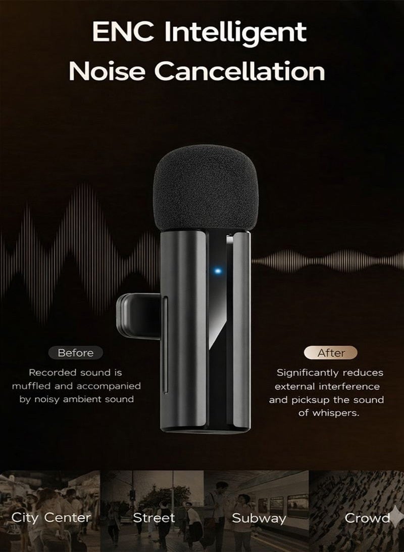 Neyecam Dual Wireless Lavalier Mic (2-in-1) with Noise Cancellation & Reverb, Plug & Play for iPhone (Lightning) & Android (Type-C) - for Interviews, Vlogging, TikTok, Live Streaming - Image 2