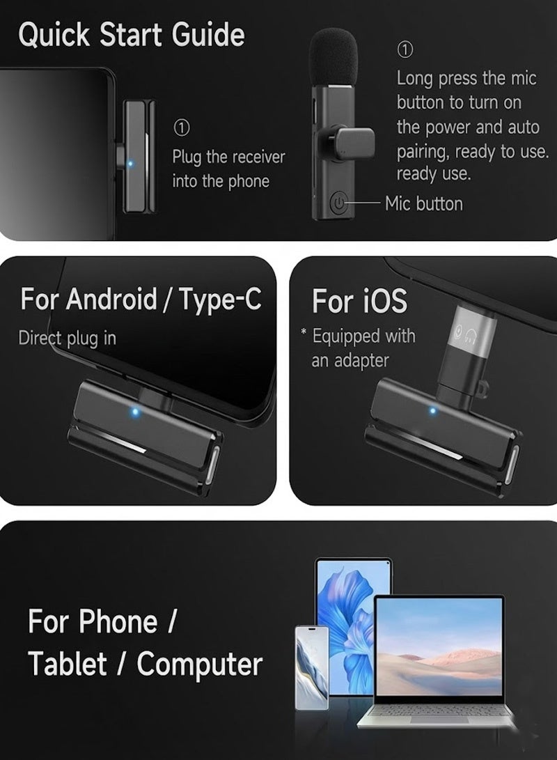 Neyecam Dual Wireless Lavalier Mic (2-in-1) with Noise Cancellation & Reverb, Plug & Play for iPhone (Lightning) & Android (Type-C) - for Interviews, Vlogging, TikTok, Live Streaming - Image 4