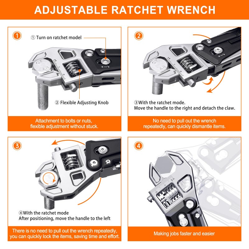 NexTool W4 Adjustable Ratchet Wrench Multitool, 11-IN-1 Foldable EDC Tool with Pliers, Knife, Saw and Screwdriver, Multi Tool for Camping, DIY, and Gifts for Him - Image 2
