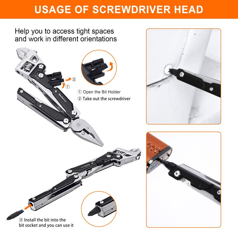NexTool W4 Adjustable Ratchet Wrench Multitool, 11-IN-1 Foldable EDC Tool with Pliers, Knife, Saw and Screwdriver, Multi Tool for Camping, DIY, and Gifts for Him - Image 4