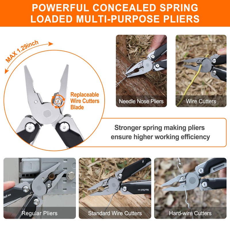 NexTool W4 Adjustable Ratchet Wrench Multitool, 11-IN-1 Foldable EDC Tool with Pliers, Knife, Saw and Screwdriver, Multi Tool for Camping, DIY, and Gifts for Him - Image 5