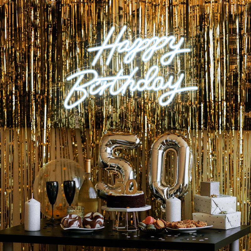 Dengduoduo Happy Birthday Neon Sign for Wall Decor, LED Happy Birthday Light Up Sign, USB Powered Dimmable Neon Light for Birthday Party Decorations Backdrop, White - Image 5