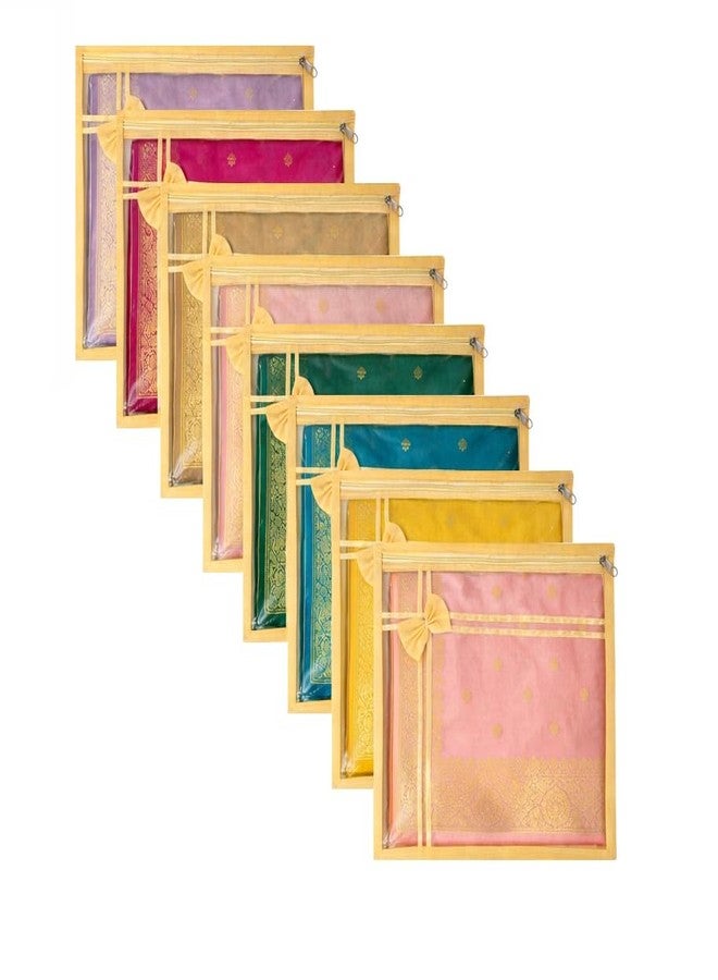 CYNFLEES Saree Covers for Storage, Saree Organiser for Wardrobe - (16 X 14 Inches) Premium Zipper Storage Bags for Clothes, Silk & Banarasi Sarees | Ideal for Wedding, Festive & Daily Saree Protection (8 Pcs) - Image 1