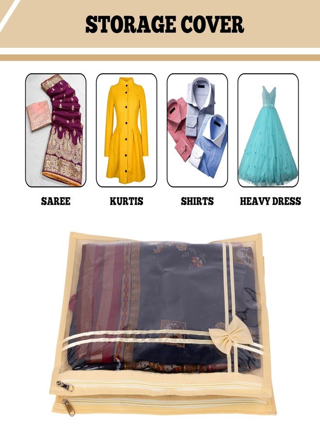 CYNFLEES Saree Covers for Storage, Saree Organiser for Wardrobe - (16 X 14 Inches) Premium Zipper Storage Bags for Clothes, Silk & Banarasi Sarees | Ideal for Wedding, Festive & Daily Saree Protection (8 Pcs) - Image 4