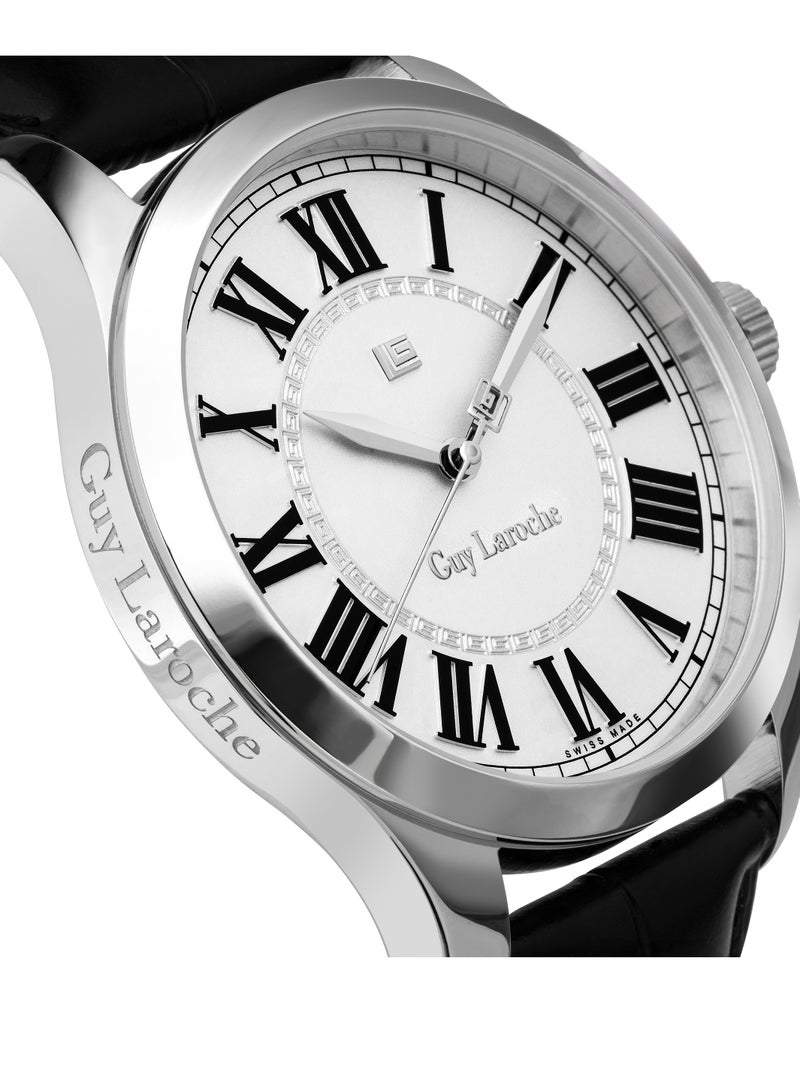 غاي لاروش ساعة لويز للرجال بحزام جلد طبيعي أسود  مم  ضغط جوي - Image 4