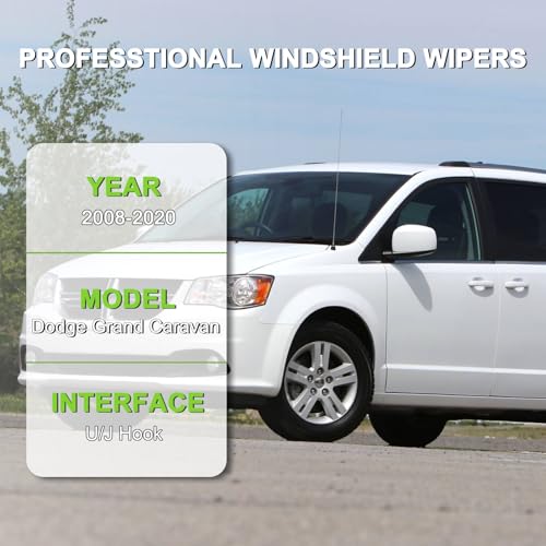 PARRATI® Windshield Wipers for Dodge Grand Caravan 2008-2020,26"+20" Front and 16" Rear,OEM Replacement Wiper Blades,Quiet & Streak-Free(Set of 3) - Image 2