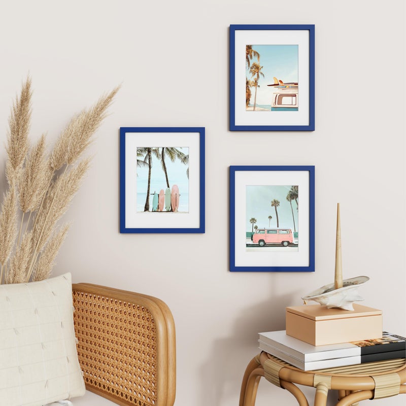 Vittanly 11x14 Picture Frame, Engineered Wood with Shatter Resistant Plexiglass, Display Pictures 8x10 with Mat or 11x14 without Mat, Photo Frame for Wall Mounting, Royal Blue, 1 Pack - Image 3