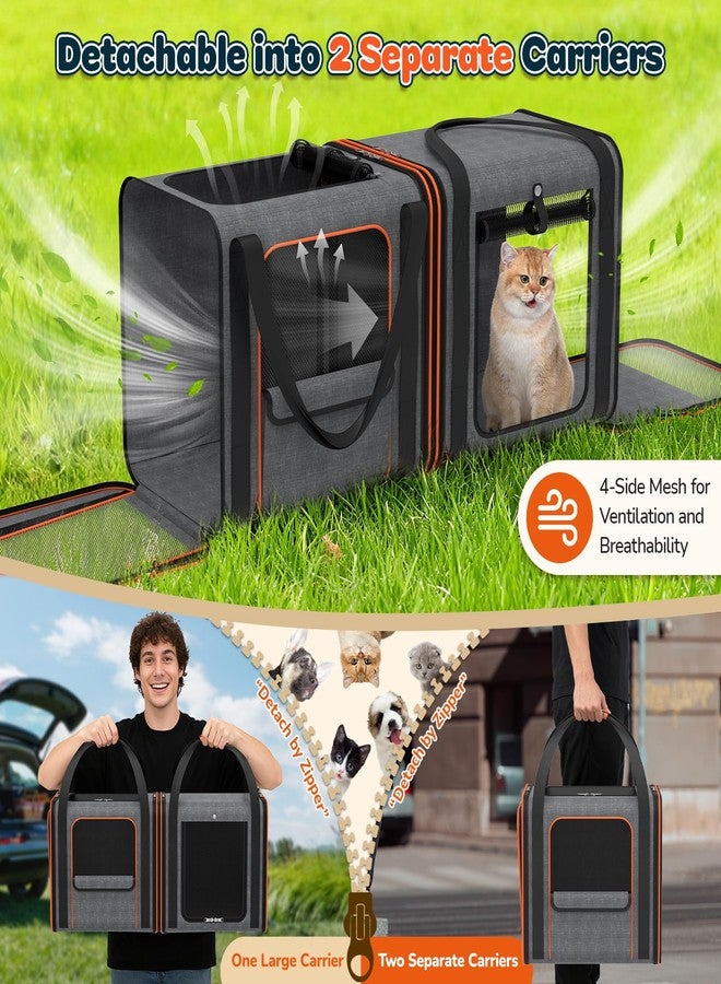 ipetstation Cat Carrier Bag Large for Travel: 2-in-1 Cat Carrier Soft with Litter Box 34x13x16in Secure The Car Seat for 2 Cats Travelling Design Long Trips Ride - Image 2