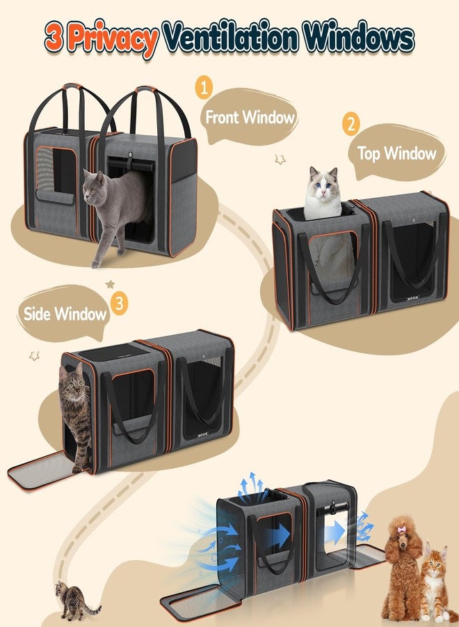 ipetstation Cat Carrier Bag Large for Travel: 2-in-1 Cat Carrier Soft with Litter Box 34x13x16in Secure The Car Seat for 2 Cats Travelling Design Long Trips Ride - Image 5
