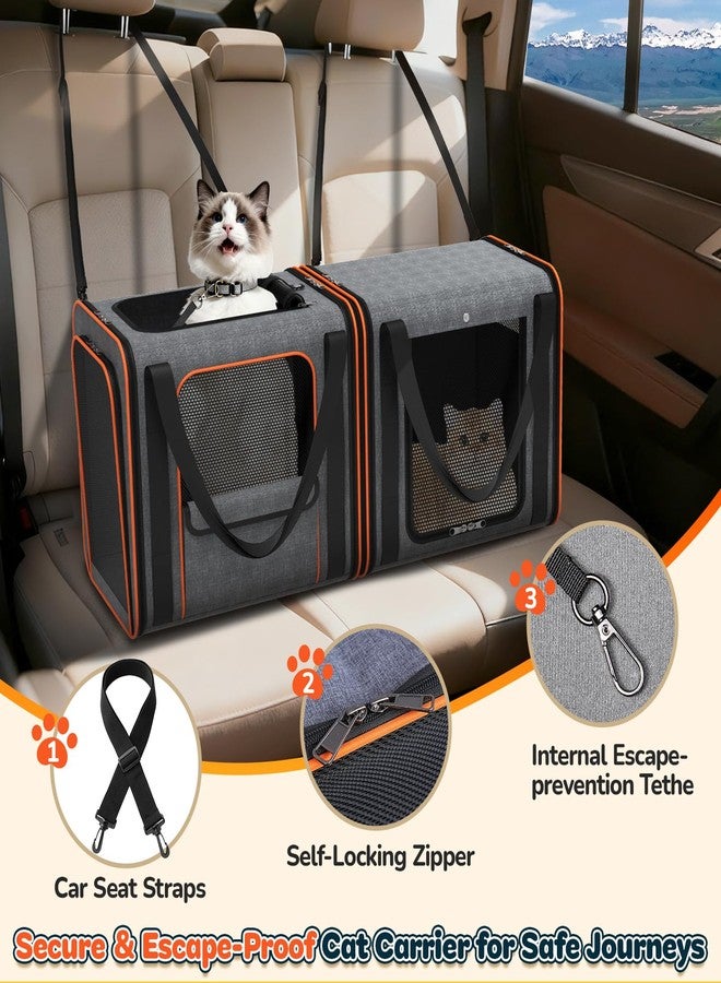 ipetstation Cat Carrier Bag Large for Travel: 2-in-1 Cat Carrier Soft with Litter Box 34x13x16in Secure The Car Seat for 2 Cats Travelling Design Long Trips Ride - Image 4