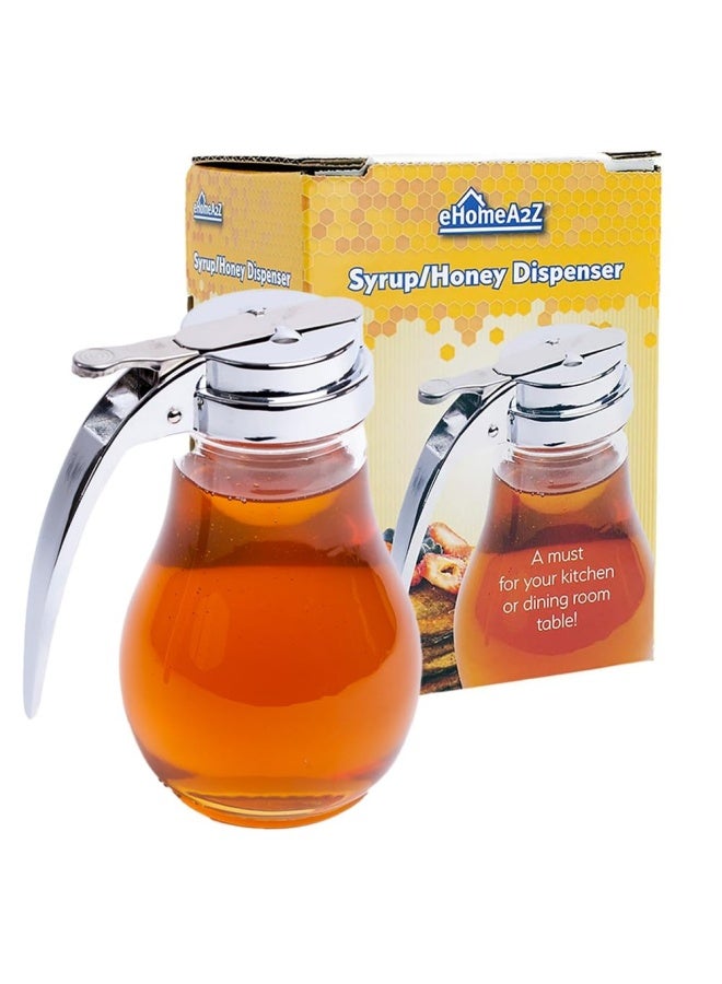 Ehomea2Z  Syrup Dispenser Honey Pot Glass Jar Commercial Quality With Metal Top Update Box Gift For Mom - Image 1