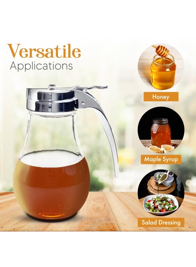 Ehomea2Z  Syrup Dispenser Honey Pot Glass Jar Commercial Quality With Metal Top Update Box Gift For Mom - Image 2
