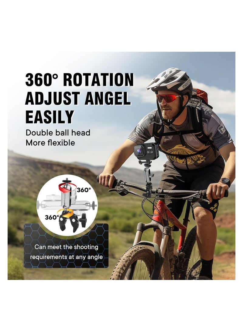 SOLARAE Super Camera Clamp Mount Monitor, with 1/4''-20 and 3/8''-16 Thread, 360° Double Ball Head Camera Mount Adapter DSLR Cameras, Lights, Hooks, Shelves, Rods, Cross Bars, Fit for Most Camera (Silver) - Image 4