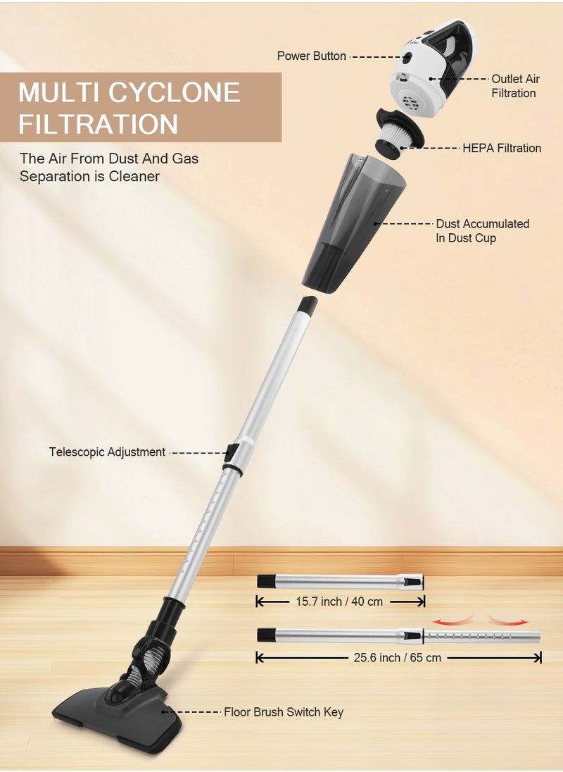 Luttec Luttec 4.5M Corded Stick Vacuum Cleaner, 300W 11KPA Power Stick Vacuum Cleaner, 2 in 1 Ultra- Light Corded Vacuum Cleaner Converts to a Hand Vacuum, Great for Pet Hair & Hard Floor  - Image 4