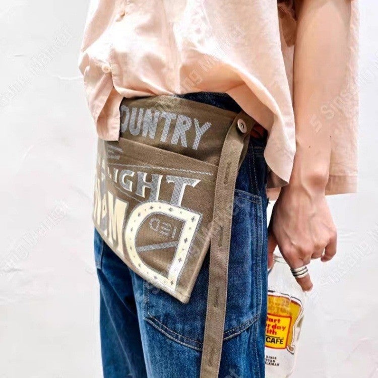 Canvas Letter Vintage Style Waistpack Crossbody Bag - Image 4