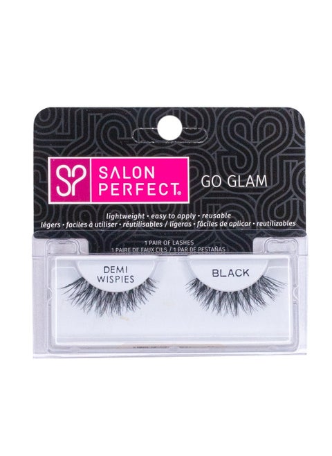 Salon Perfect Black Go Glam Demi Wispies Strip Eyelashes – Natural Look, Lightweight & Comfortable – Professional Quality False Lashes