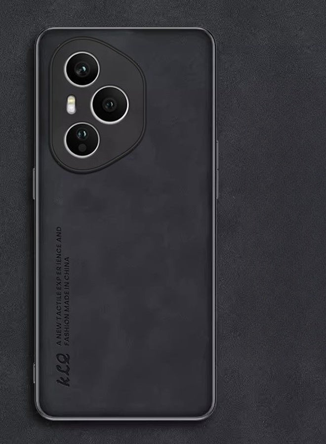 for  Honor 400 Pro  Case , Imitation Sheepskin Leather Case Matte Bumper ，Military Grade Protection， Shockproof Phone Cover ，Premium Texture Honor 400 Pro Case，Black - Image 2