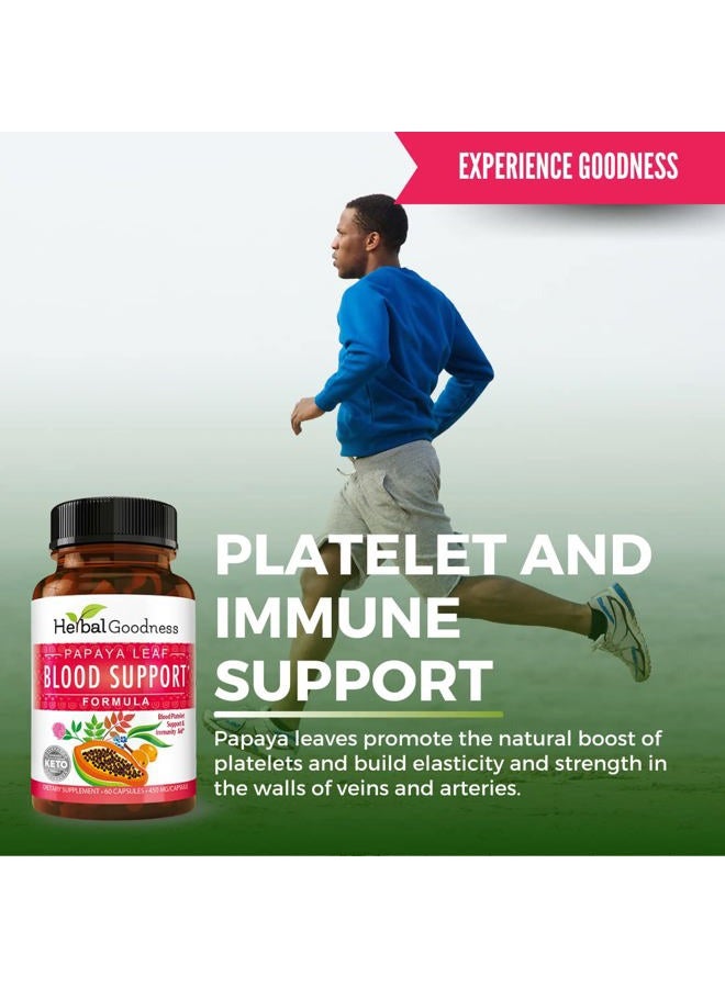 Herbal Goodness Herbal Papaya Leaf Extract Blood Support Formula 450mg - 60 Veggie Capsules by - Image 2