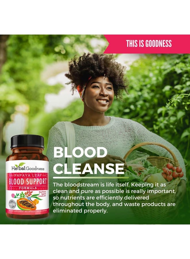Herbal Goodness Herbal Papaya Leaf Extract Blood Support Formula 450mg - 60 Veggie Capsules by - Image 4