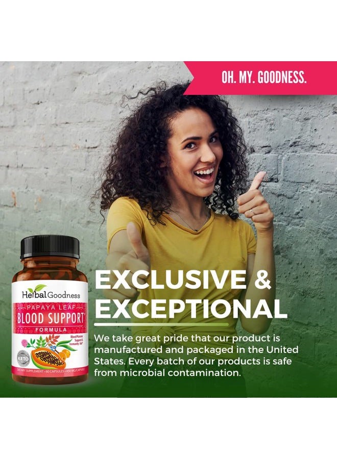 Herbal Goodness Herbal Papaya Leaf Extract Blood Support Formula 450mg - 60 Veggie Capsules by - Image 5