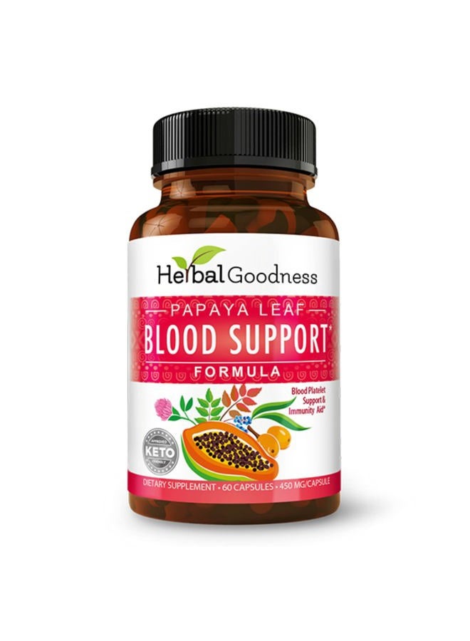 Herbal Goodness Herbal Papaya Leaf Extract Blood Support Formula 450mg - 60 Veggie Capsules by - Image 1