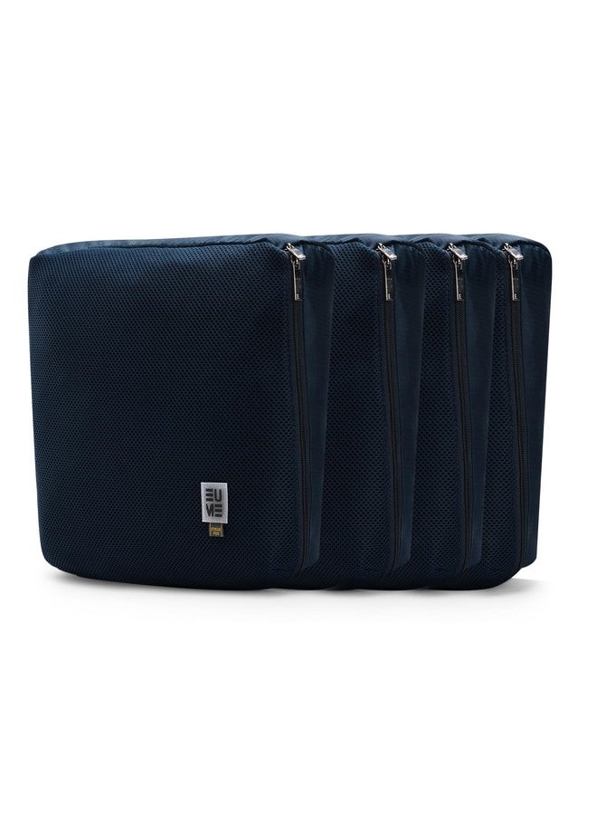 EUME Set of 4 Storage Pods - Travel Organiser Pouch| Durable Fits Into Pocket Cloth Organizer for Storage | Toiletry Bag for Men & Women | Spacious Organiser Bags for Clothes | (4Large) Navy Blue - Image 1