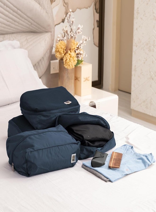 EUME Set of 4 Storage Pods - Travel Organiser Pouch| Durable Fits Into Pocket Cloth Organizer for Storage | Toiletry Bag for Men & Women | Spacious Organiser Bags for Clothes | (4Large) Navy Blue - Image 2