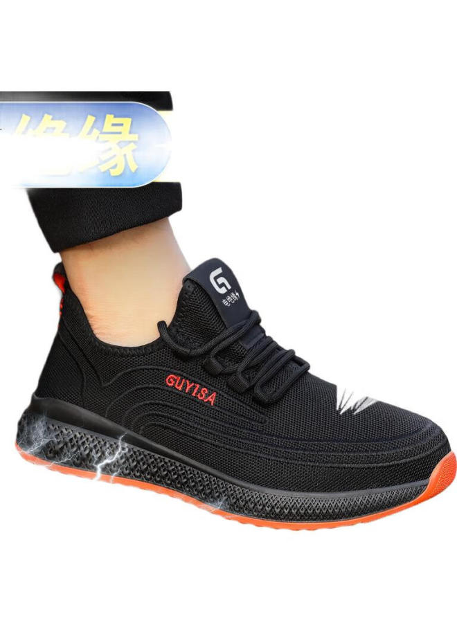 JUNBU أحذية أمان جينبو للرجال، كعب بلاستيكي معزول للكهربائيين، مقاومة للصدمات، مقاومة للثقب، أحذية عمل خفيفة الوزن وقابلة للتنفس 9156Kv مقاس 45 - Image 2