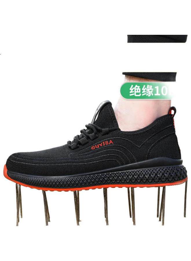 JUNBU أحذية أمان جينبو للرجال، كعب بلاستيكي معزول للكهربائيين، مقاومة للصدمات، مقاومة للثقب، أحذية عمل خفيفة الوزن وقابلة للتنفس 9156Kv مقاس 45 - Image 3