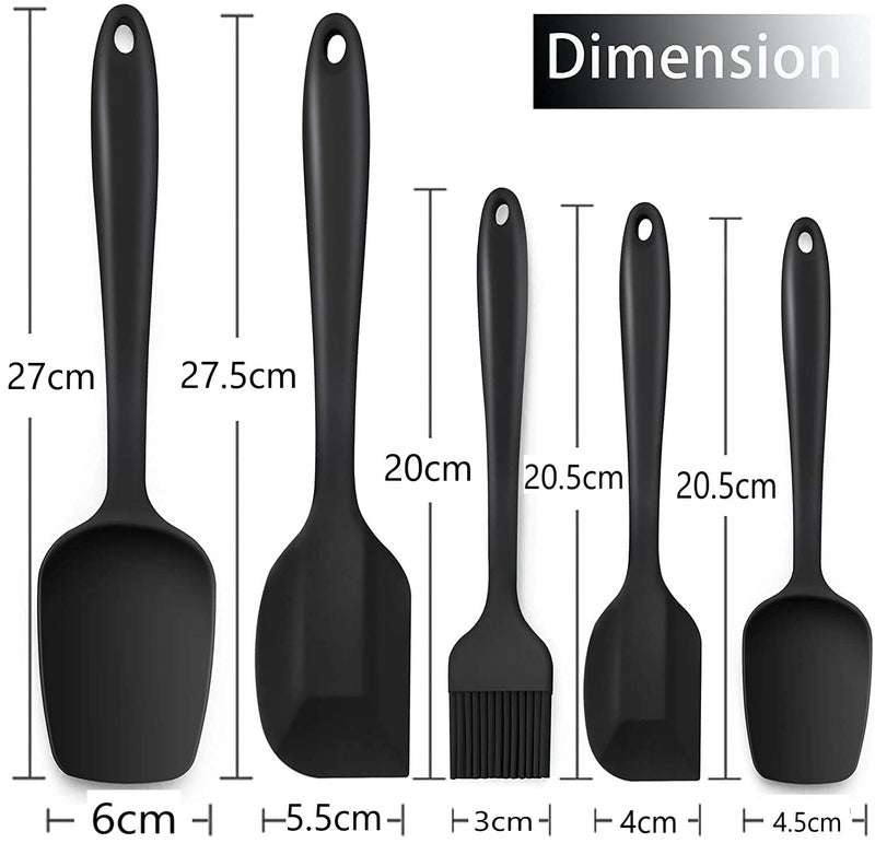 Hooipo Hooipo 5 Piece Premium Silicone Spatula Set HeatResistant up to 600F BPAFree One Piece Seamless Design NonStick Dishwasher Safe Black - Image 2