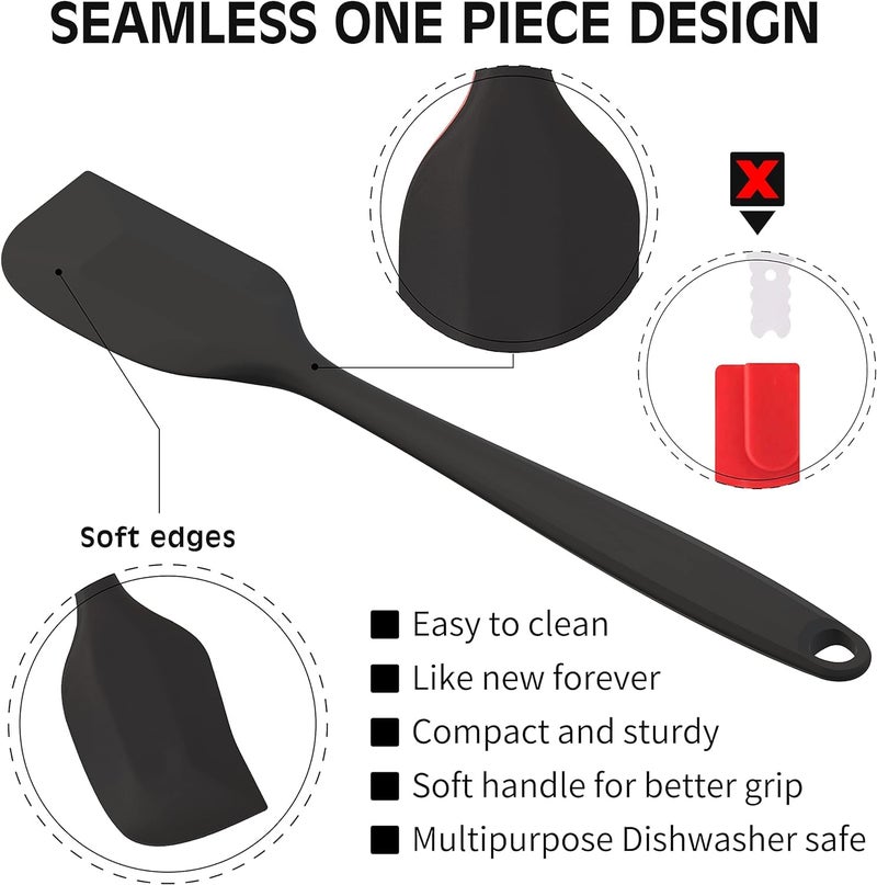 Hooipo Hooipo 5 Piece Premium Silicone Spatula Set HeatResistant up to 600F BPAFree One Piece Seamless Design NonStick Dishwasher Safe Black - Image 3