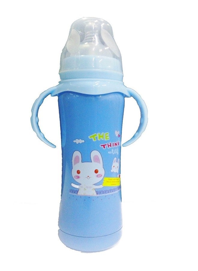 ماما ميا زجاجة رضاعة مطبوعة مضادة للمغص من ماماميا، مصنوعة من الفولاذ المقاوم للصدأ المعزول بجدار مزدوج، لون أزرق - Image 1