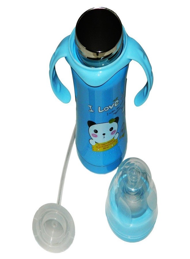 ماما ميا زجاجة رضاعة مطبوعة مضادة للمغص من ماماميا، مصنوعة من الفولاذ المقاوم للصدأ المعزول بجدار مزدوج، لون أزرق - Image 3