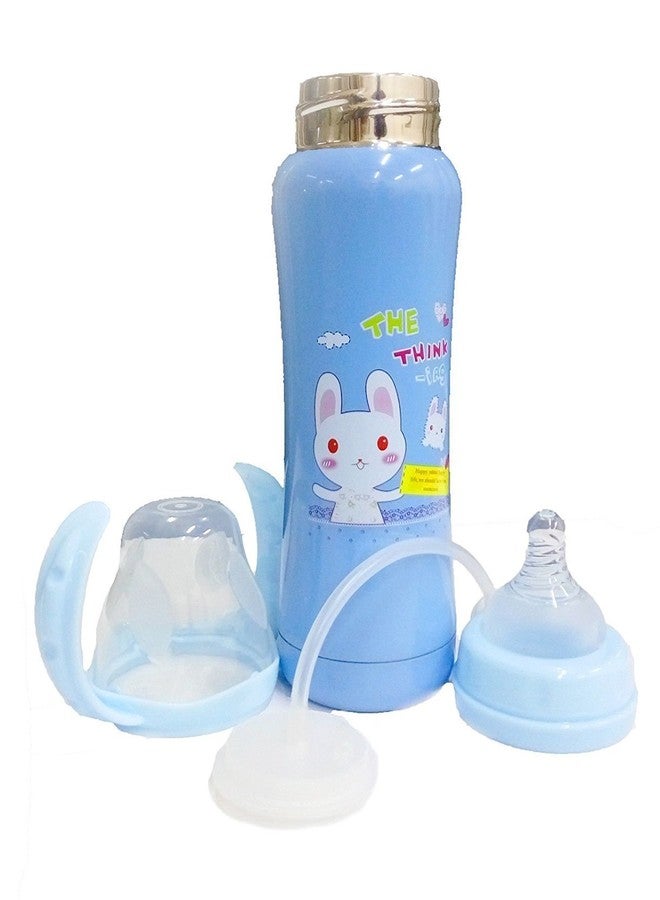 ماما ميا زجاجة رضاعة مطبوعة مضادة للمغص من ماماميا، مصنوعة من الفولاذ المقاوم للصدأ المعزول بجدار مزدوج، لون أزرق - Image 2