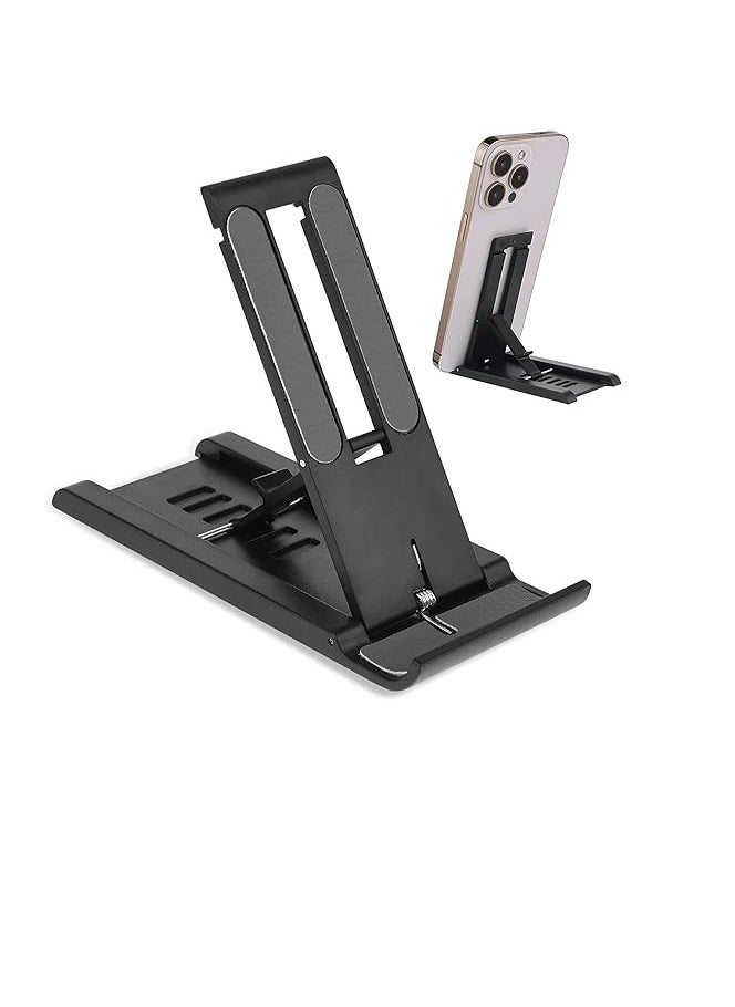 Earldom Earldom Foldable Mini Cell Phone Stand, Adjustable Mobile Phone Holder for Desk Multi Angle Tablet Stand (Black)  - Image 1