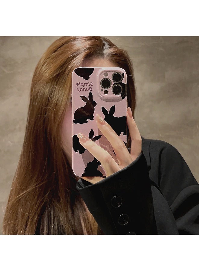 NIBEMINENT Film Black Rabbit Protective TPU Case Cover For iPhone 17, Purple Background Black Rabbit/Film Soft Shell