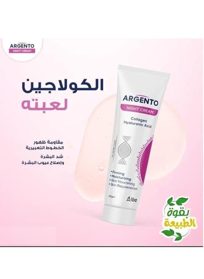 ARGENTO Night Cream Collagen & Hyaluronic Acid 60g  - Image 2