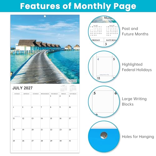 Chambom Calendar 2026-2027 - 18 Month Wall Calendar 2026-2027 JUL 2026 - DEC 2027, 2026-2027 Wall Calendar, Large Blocks, Calendar Wall for Office School Home Organizing & Planning, 12" x 24"(open) - Image 3