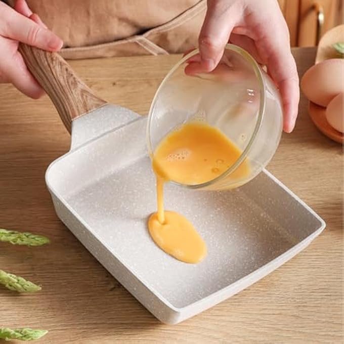 Baboies Tamagoyaki Pan Nonstick Oven Safe Japanese Omelette Pan With Detachable Handle All Stovetops Compatible White Tamagoyaki - Image 3