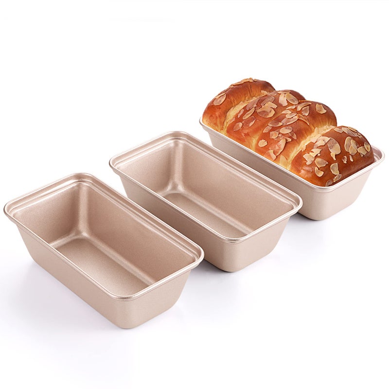 بان هONGBAKE المصغر لخبز الخبز غير لاصق مجموعة من 3 6 × 33 × 2 إنش من صفيح الكربون الصغير لخبز اللحم باللون الوردي الذهبي