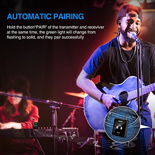 LEKATO MS-1 Wireless in Ear Monitor System, 2.4GHz Stereo in-Ear Monitoring with Transmitter Receiver Clip On, One to Many, Auto-Pairing,Wireless IEM for Band Rehearsal,Studio, Church,Small Gigs - Image 4
