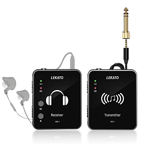 LEKATO MS-1 Wireless in Ear Monitor System, 2.4GHz Stereo in-Ear Monitoring with Transmitter Receiver Clip On, One to Many, Auto-Pairing,Wireless IEM for Band Rehearsal,Studio, Church,Small Gigs - Image 1